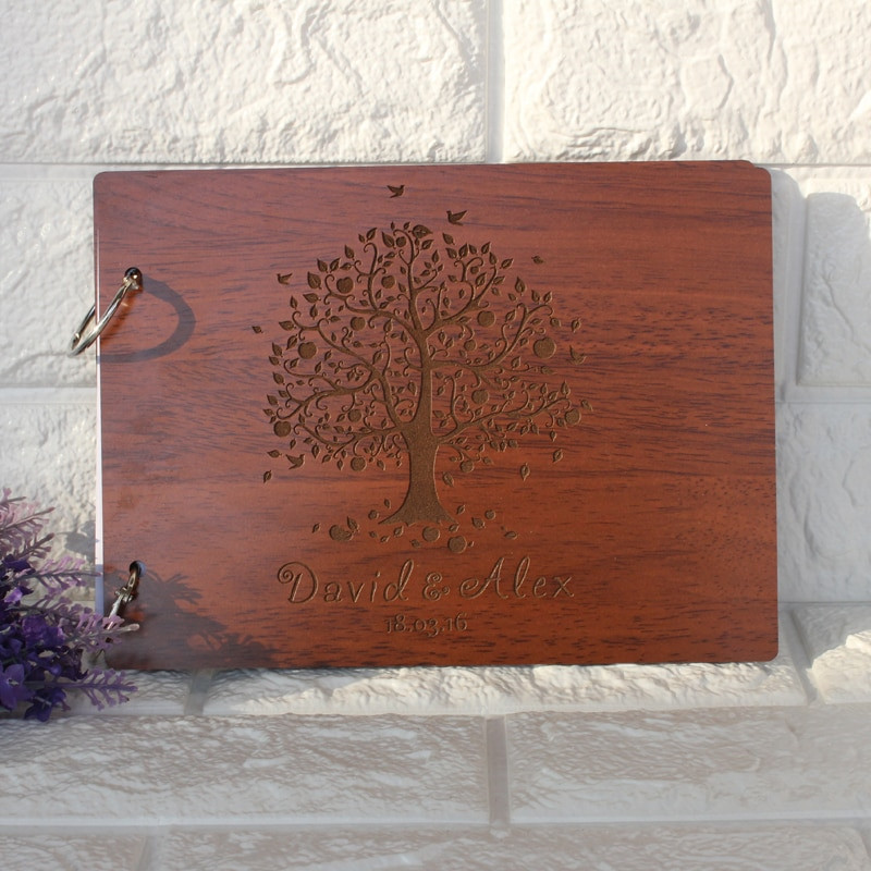 Wooden Guest Book Wedding
 Engraved Wooden Wedding Guest Book Personalized Wedding
