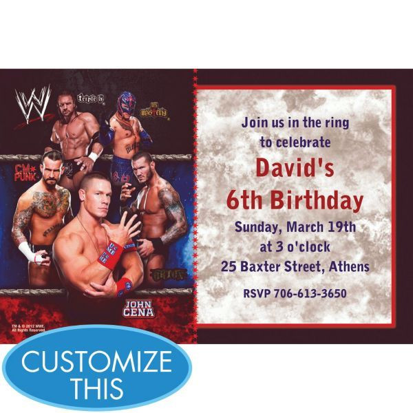 Wwe Birthday Invitations
 WWE Custom Invitation My Prince Evan