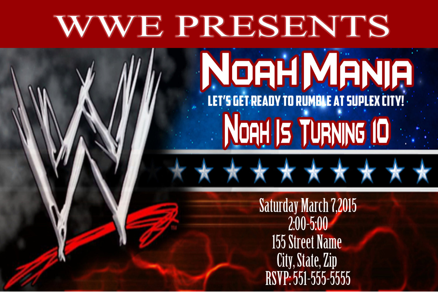 Wwe Birthday Invitations
 WWE Fan Invitation WWE Invitation wwe Birthday Invitation