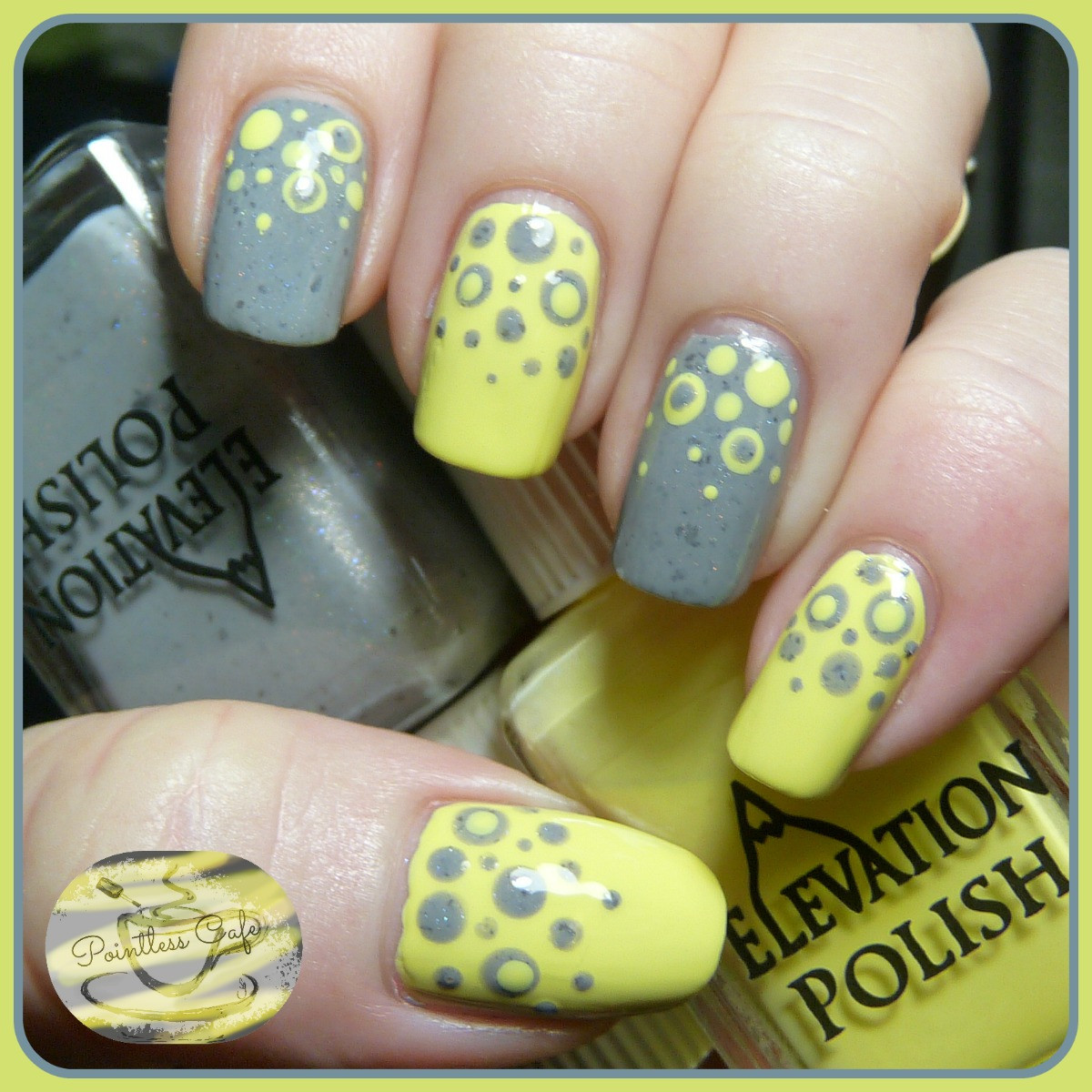 Yellow And Grey Nail Designs
 Nail of the Day Yellow and Grey Dotticure with Elevation