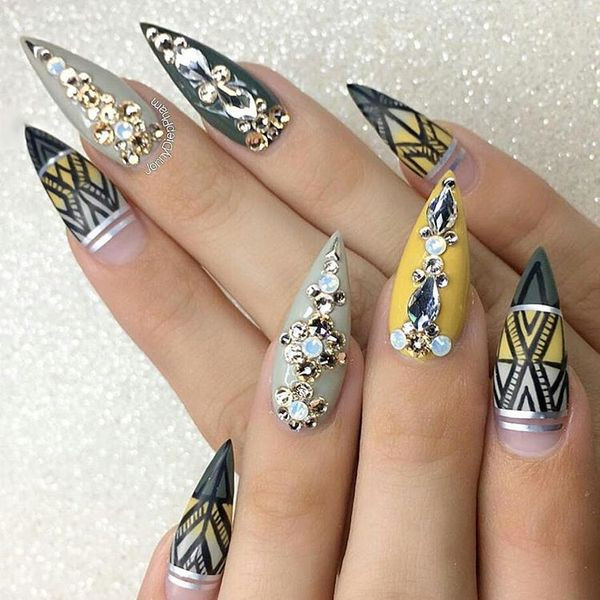 Yellow And Grey Nail Designs
 Grey Acrylic Nails 27 Best Art Designs