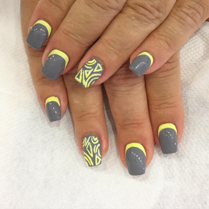 Yellow And Grey Nail Designs
 21 Yellow Nail Art Designs Ideas