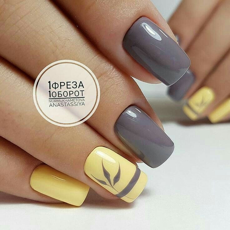 Yellow And Grey Nail Designs
 grey and yellow With images