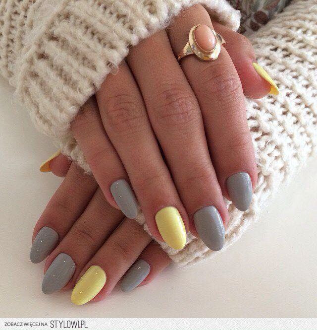 Yellow And Grey Nail Designs
 Yellow and grey