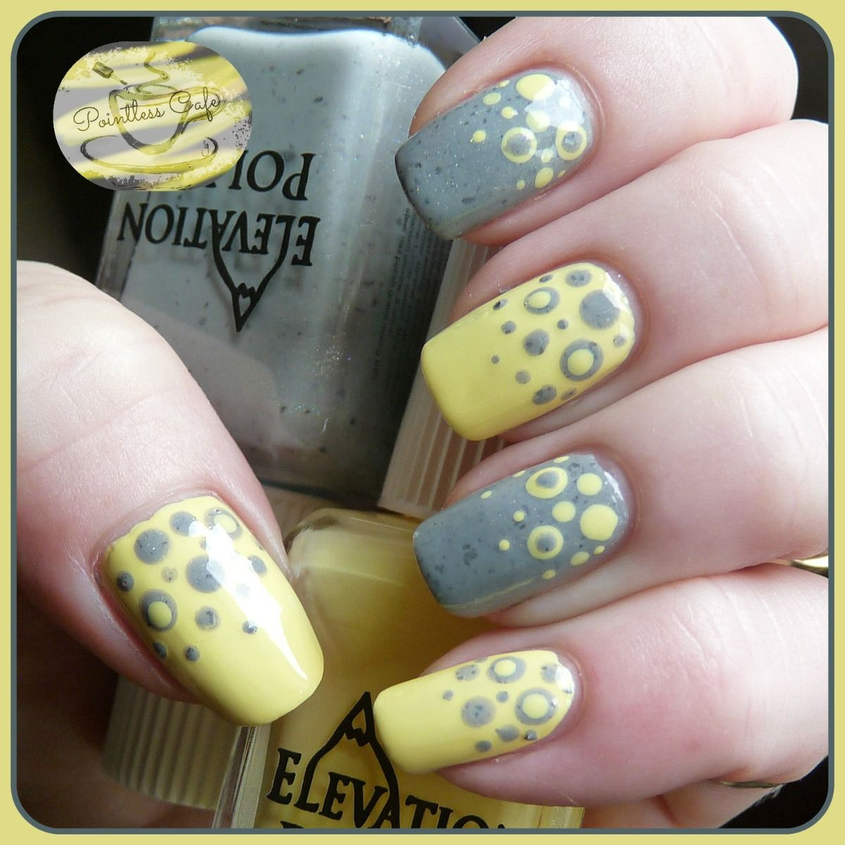 Yellow And Grey Nail Designs
 Nail of the Day Yellow and Grey Dotticure with Elevation