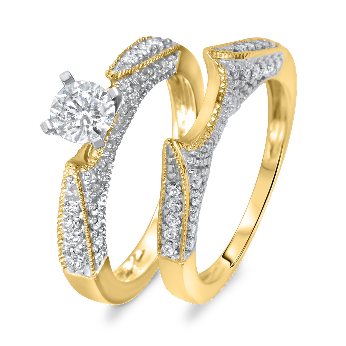 Yellow Diamond Wedding Ring
 1 CT T W Diamond Women s Bridal Wedding Ring Set 14K