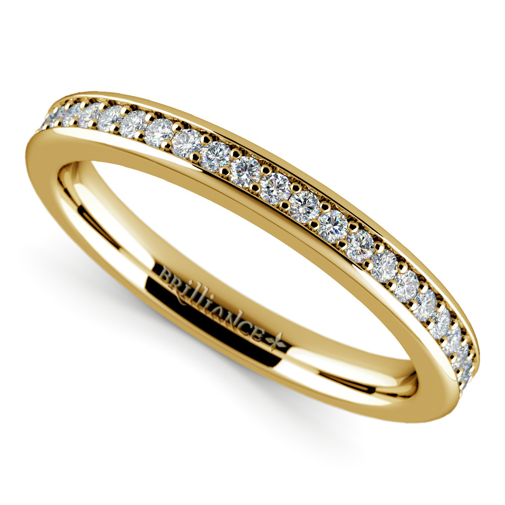 Yellow Diamond Wedding Ring
 Pave Diamond Wedding Ring in Yellow Gold