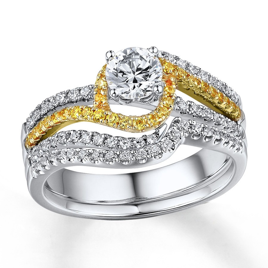 Yellow Diamond Wedding Ring
 1 Carat Beautiful White and Yellow Diamond Wedding Ring