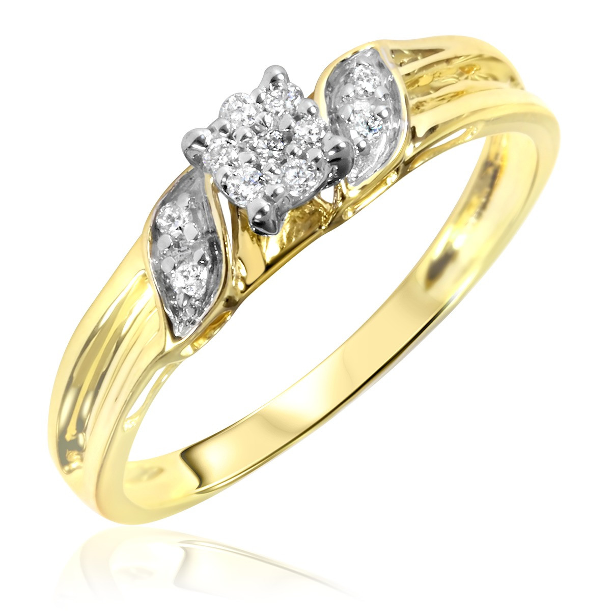 Yellow Diamond Wedding Ring
 1 4 Carat Diamond Trio Wedding Ring Set 14K Yellow Gold