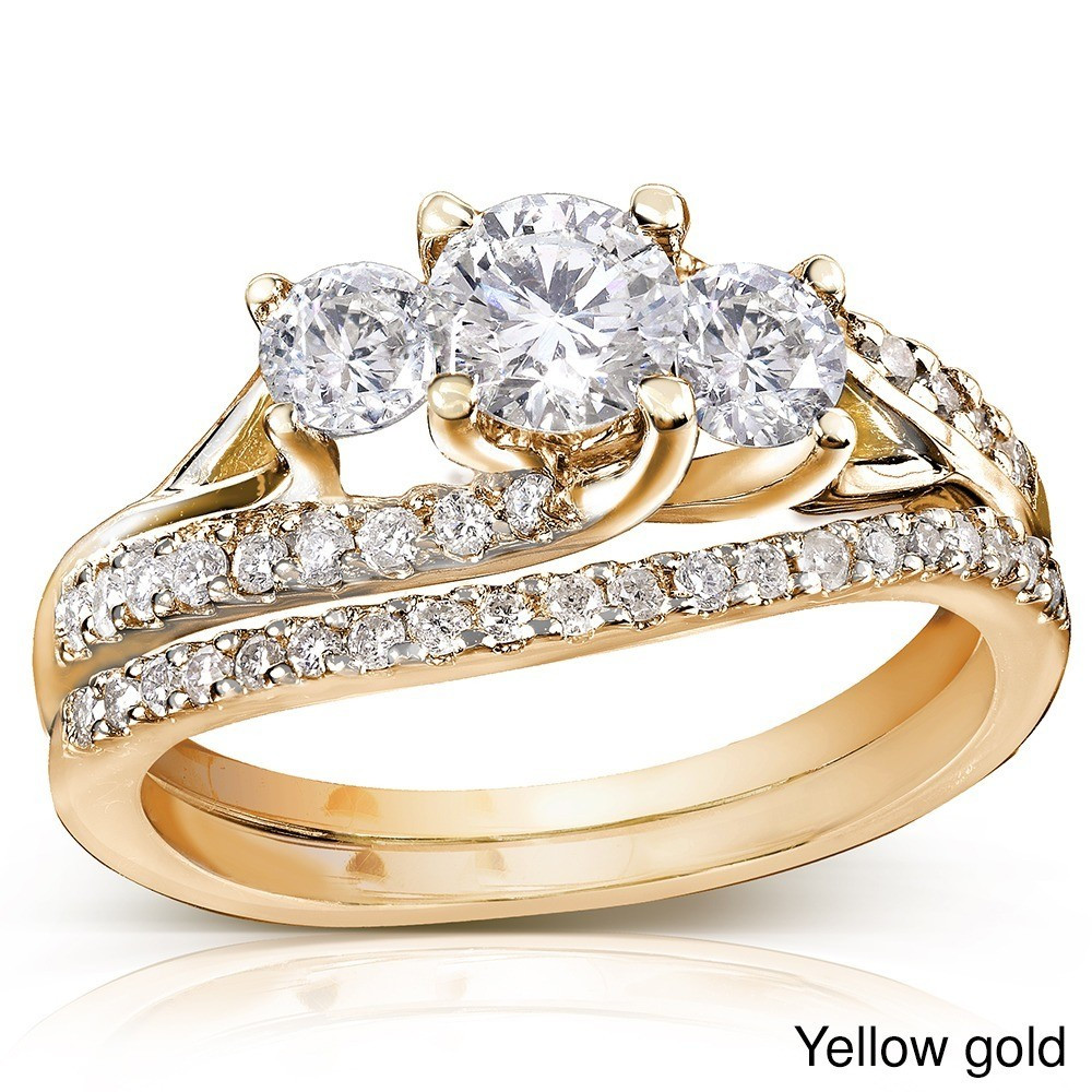 Yellow Diamond Wedding Ring
 GIA Certified 1 Carat Trilogy Round Diamond Wedding Ring