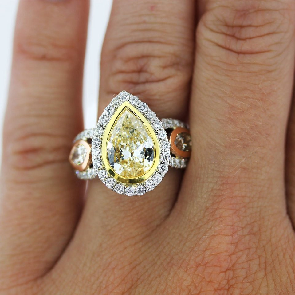 Yellow Diamond Wedding Ring
 Pear Shaped Yellow Diamond Engagement Rings Wedding and