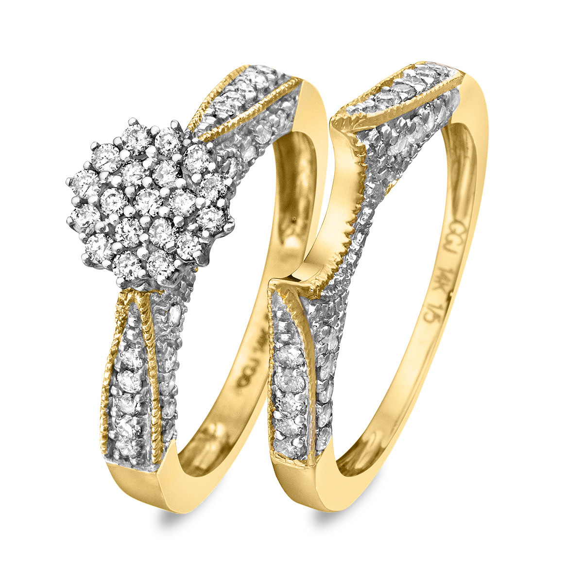 Yellow Diamond Wedding Ring
 1 3 4 Carat Diamond Bridal Wedding Ring Set 14K Yellow