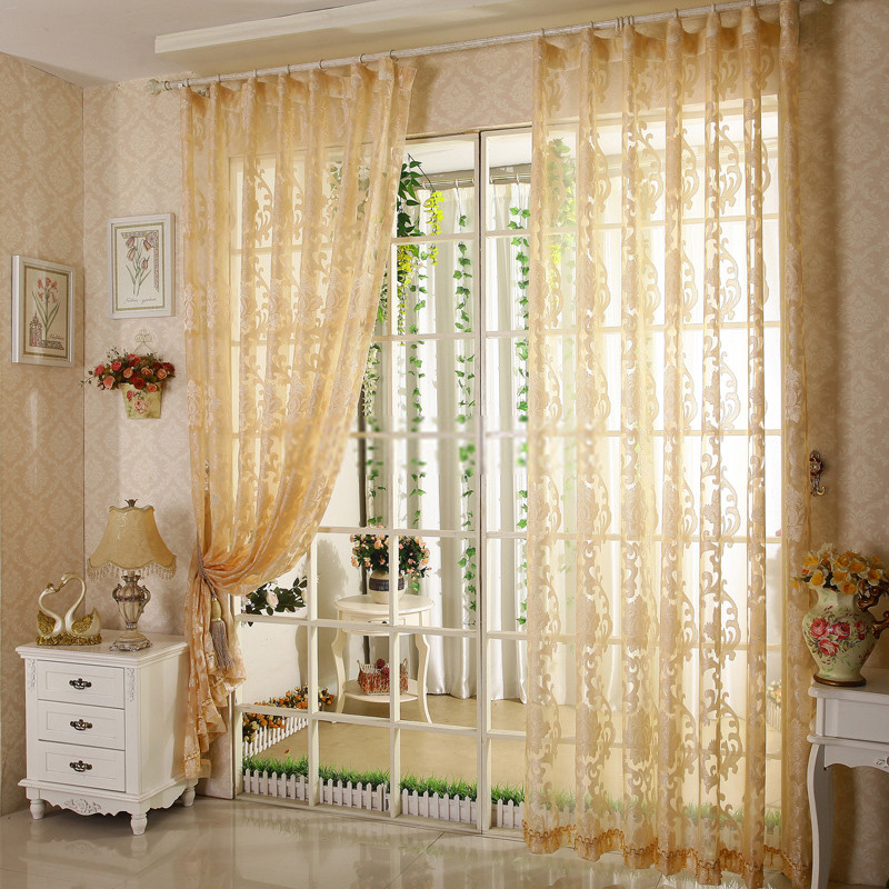 Yellow Living Room Curtains
 Floral Bedroom and Living Room Home Light yellow sheer curtain