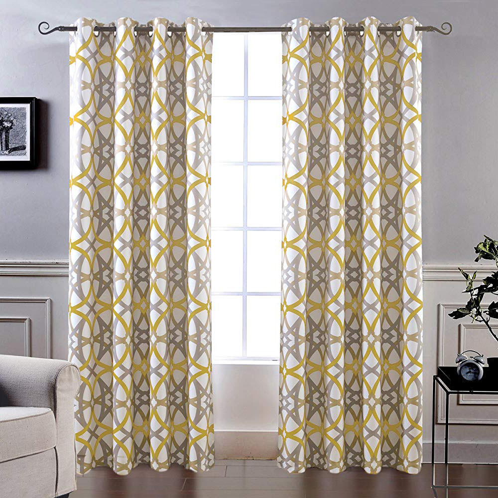 Yellow Living Room Curtains
 Lattice Yellow And Gray Modern Geometric Living Room Curtains