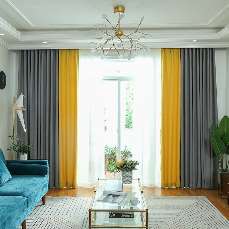 Yellow Living Room Curtains
 byetee Solid Color Curtains for Living Room Yellow Grey