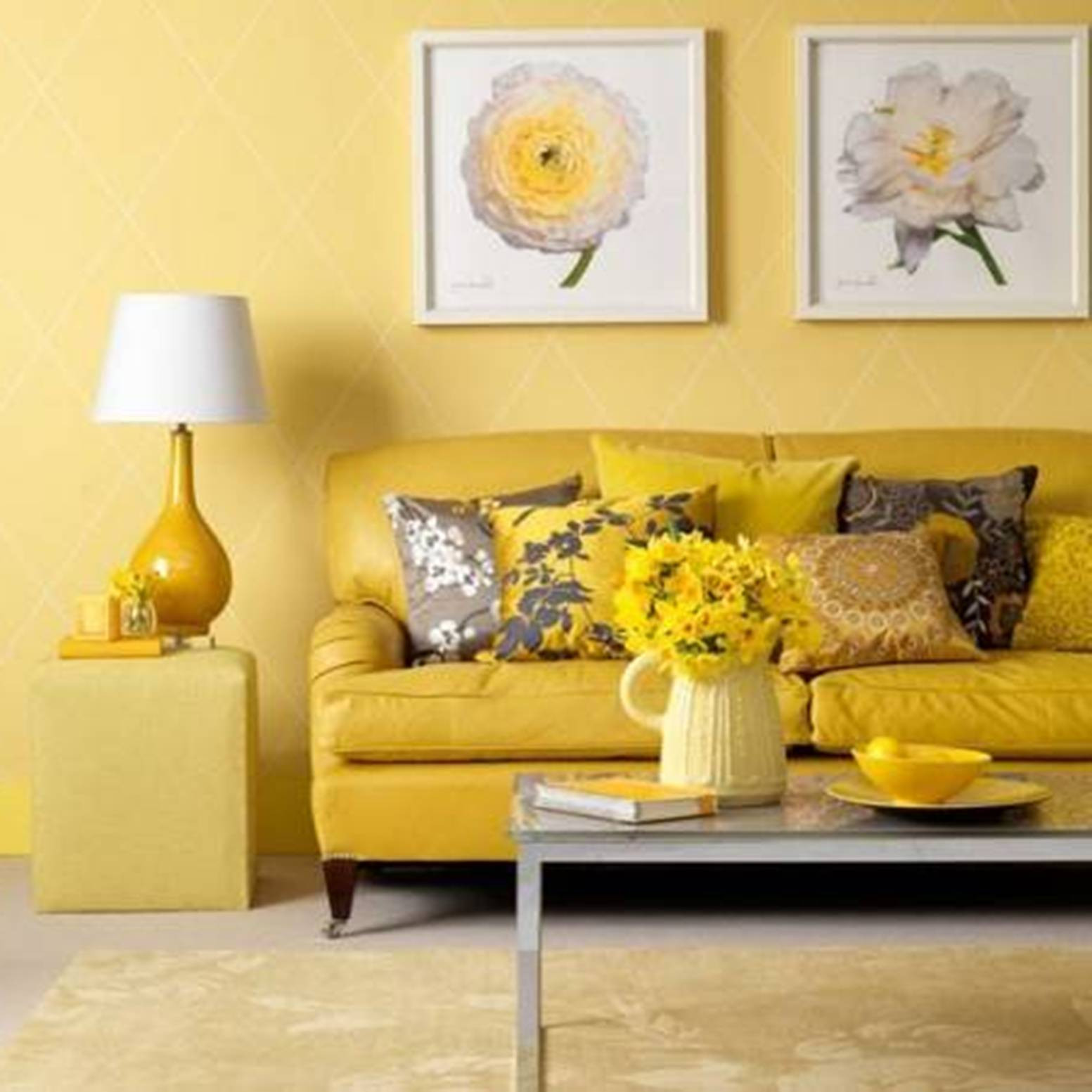 Yellow Walls Living Room
 Sweet and Beautiful Wall Décor For Living Room MidCityEast