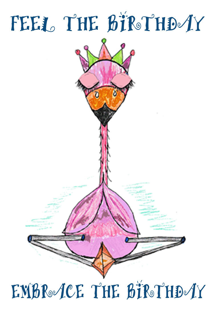 Yoga Birthday Quotes
 Flamingo Birthday Funny Greeting Card YOGA BIRD Friendship