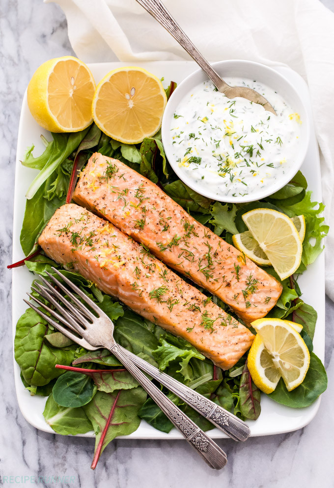 Yogurt Sauces Recipes
 Baked Salmon with Lemon Dill Yogurt Sauce Recipe Runner