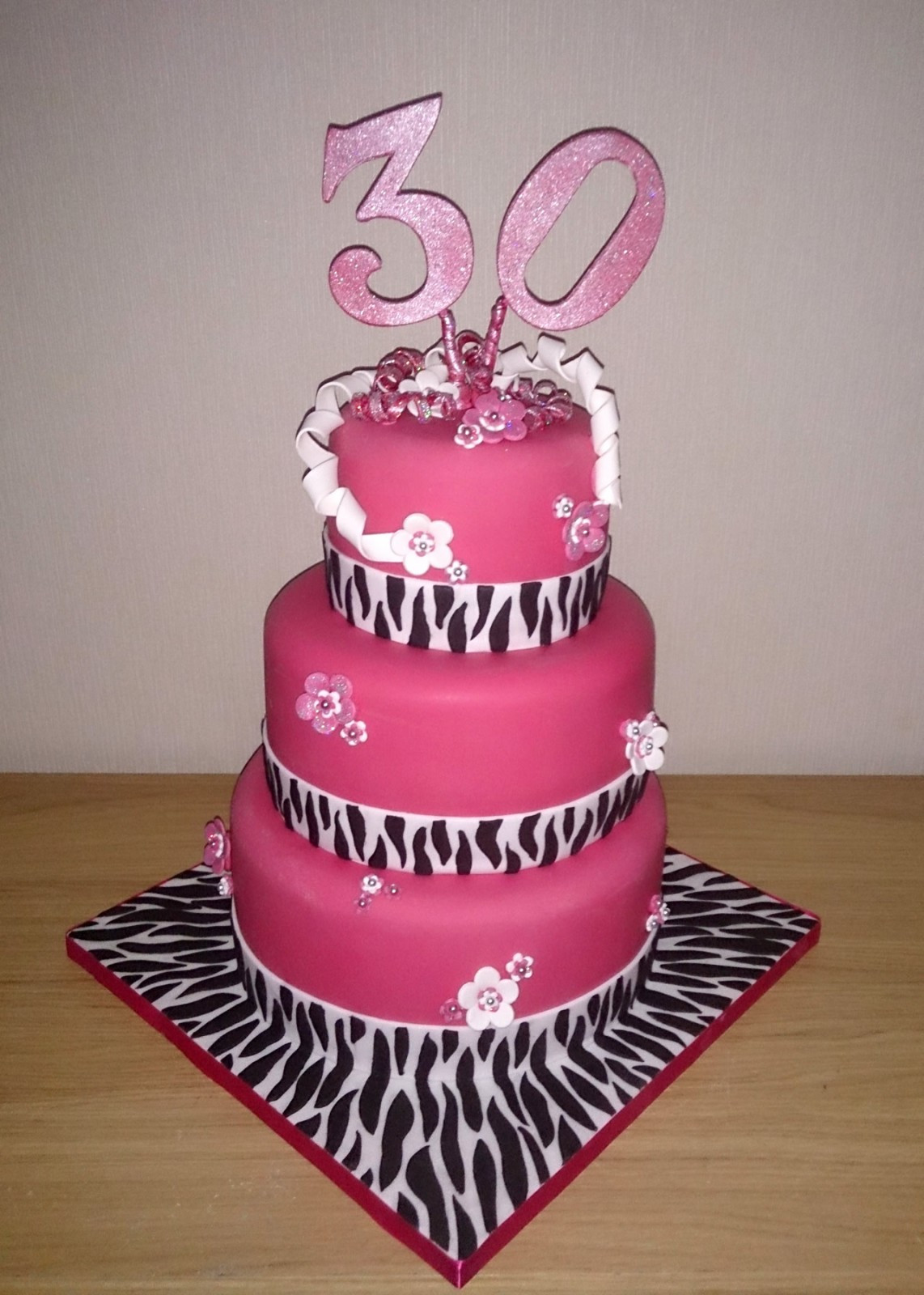 Zebra Print Birthday Cake
 3 Tier Zebra Print 30th Birthday Cake Susie s Cakes